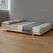 Nordic tatami oak bed 1 meter 8 low bed simple Japanese bed without bed floor bed black walnut double bed