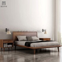 North American black walnut full solid wood double bed simple 151 8 meters Japanese bed Nordic oak wedding bed can be customized