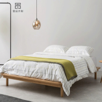 Simple solid wood oak tatami floor bed Japanese 1 5 m frame low bed Nordic black walnut double bed