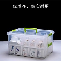 Tea set containing box Large Number of plastic Superimposed Tea Set Containing box Hand portable on-board cups Classification Multilayer storage