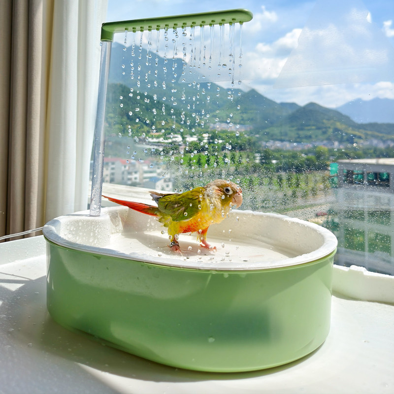 Japanese Imported Parrot Bath Basin with Automatic Circulation Shower, Special Bathing Tool for Birds, Suitable for Lovebirds, Cockatiels, and Budgerigars