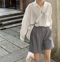 Original Kyumiko Han Wind chic Cold Breeze Teenage Girl Day Ensemble Mix Boy Sensation Broadleg Suit 50% Shorts
