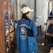 Original Kyumiko Wonder Womans Summer Skin Cream Blue Back Cartoon Printed Undercoat Missing Short Sleeve T-shirt Woman