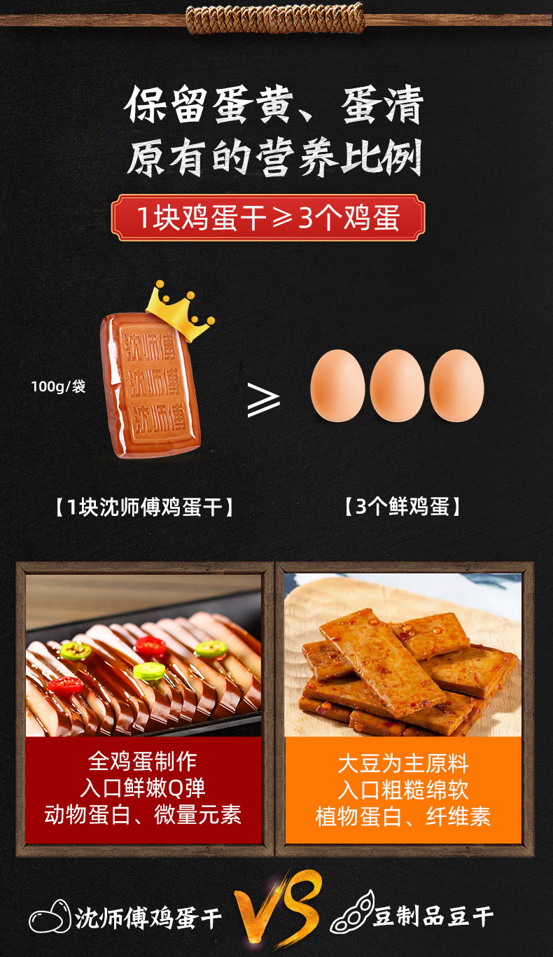 沈师傅 全蛋制作 鸡蛋干 100g*10袋 图11