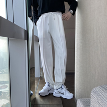 (VERA KANE) South Korea ins loose Joker stripes straight solid color wide legs leisure sports pants trendo