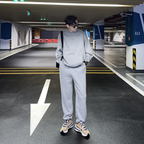(VERA KANE) Korea Leisure Loose College Long Sleeve Sweatshirt Loose Sports Two-piece Men