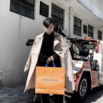  (VERA MENS)windbreaker mens medium and long fashion jacket spring and autumn couple windbreaker loose handsome wild