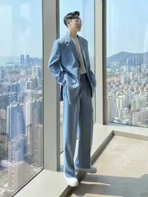 (VERA KANE) South Korea loose solid color high-end niche casual wide-legged suit two-piece trendo