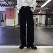 (VERA KANE) Korean ins leisure belt design hanging Street loose wide legs solid color trousers trendo