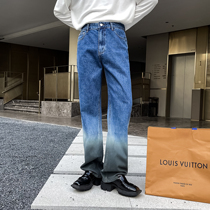 (VERA KANE) Korean fashionable high-grade gradient color casual loose straight leg wide leg jeans hipster men