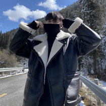 (VERA MENS) Korean ins casual handsome leather Wool Lamb jacket thickened coat trend men