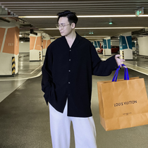 (VERA KANE) South Korea ins loose casual hanging cold wind handsome solid color wild wild long sleeve shirt tide man