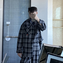  (VERA MENS)Korea ins loose casual plaid design personality shirt chic jacket two-piece set