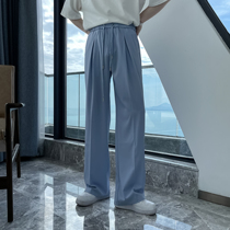 (VERA KANE) South Korea ins loose casual elastic hanging feeling Joker straight wide legs wide legs solid color trousers Trado man