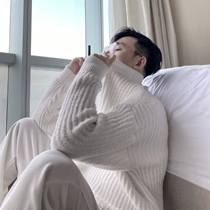 (VERA men) Korea ins autumn and winter loose casual solid color semi-tall neck knitted wool sweater trend men