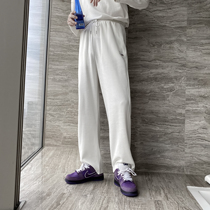 (VERA KANE) Korean ins loose Joker embroidery straight wide leg elastic waist casual sweatpants trendo