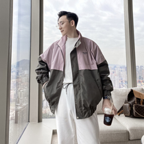 (VERA KANE) Korea ins College loose embroidery letter casual sports color matching stitching coat trickle man