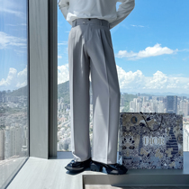 (VERA KANE) Korea ins autumn design sense of solid color drape casual loose straight leg wide leg trousers hipster men