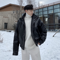 (VERA men) South Korea ins casual ruffie short fried street leather jacket motorcycle jacket jacket loose trendsetter