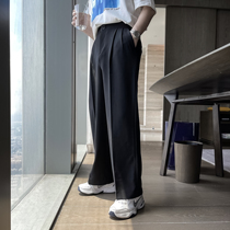 (VERA KANE) Korean ins double-row button design sense casual loose straight tube wide leg trousers trend men