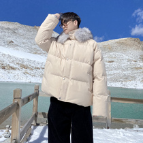 (VERA MENS) Korean ins winter loose thick warm bread cotton suit solid color coat casual hipster