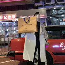  (VERA MENS)South Korea Dongdaemun mens fashion loose mid-length fake two-piece stand-up collar hooded windbreaker