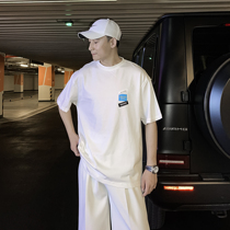 (VERA KANE) Korea ins round neck casual loose versatile solid color half sleeve fun couple trend T-shirt