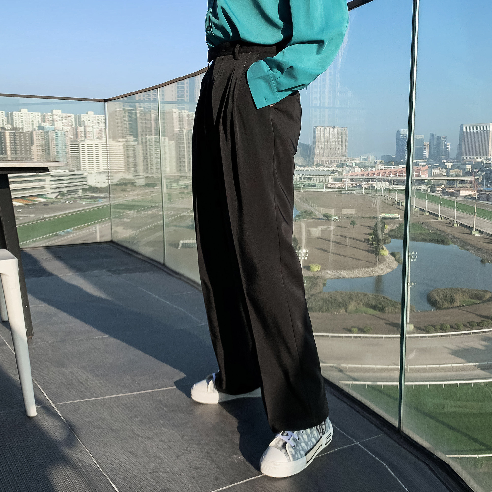 (VERA MENS) Korean style ins black pants men's long-sleeved trousers loose drape casual spring trousers