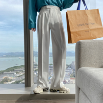  (VERA MENS)Korean mens autumn casual all-match wide-legged loose net red very fairy straight pants Hong Kong style ins