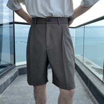 (VERA KANE) Korean chic loose retro style Plaid color five points casual pants shorts trendy man