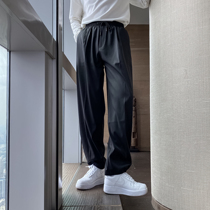 (VERA men) Korean ins casual loose solid color wild wide-legged straight tube rope leg rope feet trousers trendo