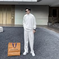 (VERA KANE) Korea ins crew neck casual loose loose sweatshirt solid color sweatshirt two-piece set trend men