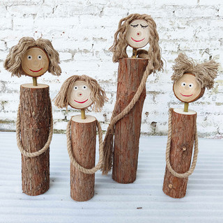 创意小木偶小吉娃木头道具幼儿园网红橱窗服装展示原木装饰工艺品