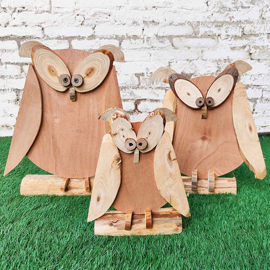 Creative small puppet owl wooden props kindergarten Internet celebrity window clothing display log decoration crafts