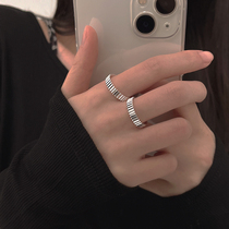 Really Giant Shiny Body 925 Pure Silver Bright Color Personality Gear Opening Ring Adjustable Ring Female Forefinger