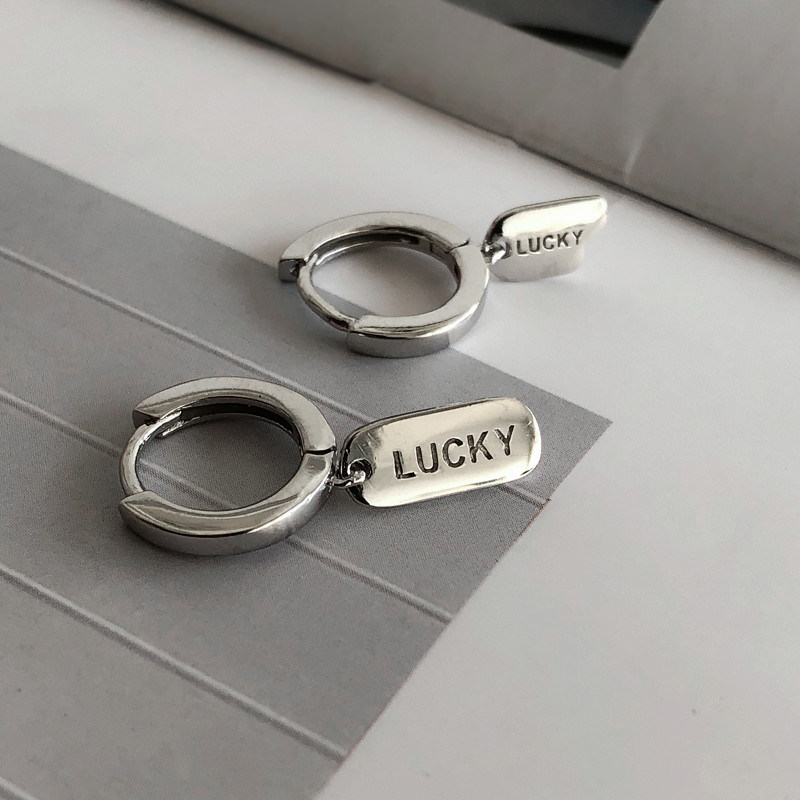 lucky lucky star ear buckle full body 925 sterling silver short tag earrings exquisite Korean version ear ring