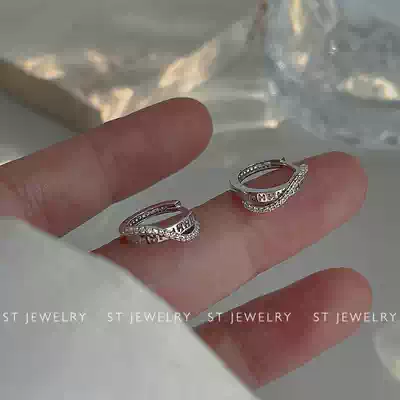 New product~Simple all-match ear buckle full body 925 sterling silver earrings 2021 new ear ring female Japanese and Korean small earrings