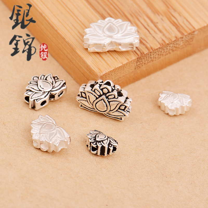 925 Pure Silver Diy Accessories Lotus Tee Tee Beads Handmade Strings Beads Red Rope Woven Necklace Handmade Ornament Material