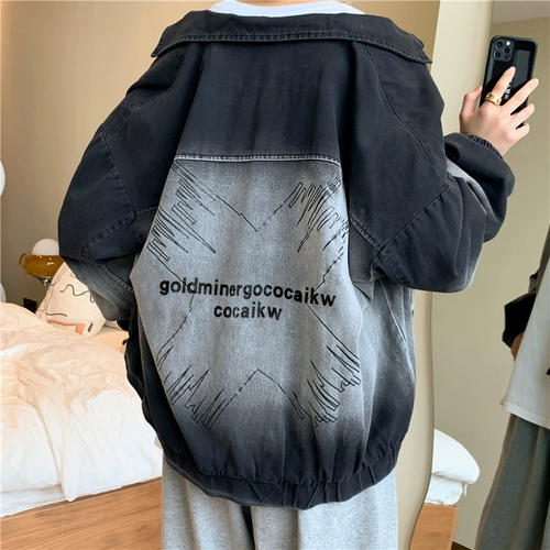 Брендовая джинсовая трендовая куртка, в американском стиле, градиент, в корейском стиле