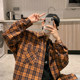 2024 spring and autumn bf new casual men's jacket teenagers loose trendy Korean plaid shirt long-sleeved shirt