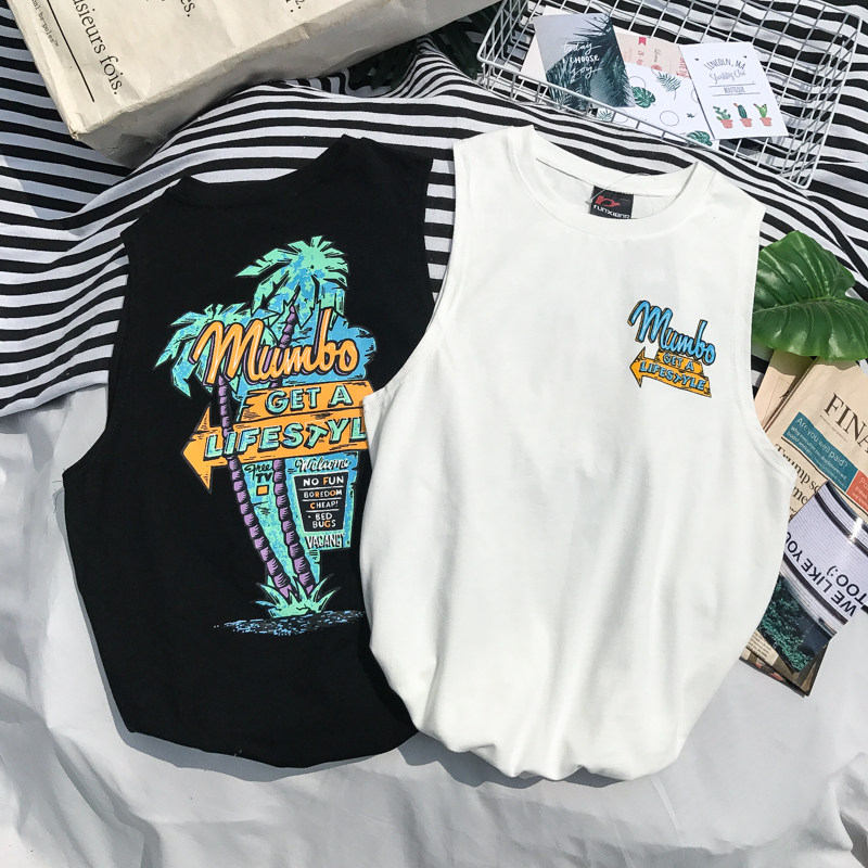 Summer new vest men's Korean version of casual sports T-shirt trend loose sweater vest sleeveless top clothes