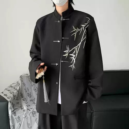 Куртка, наплечники, осенний самолет, с вышивкой, китайский стиль, изысканный стиль