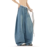 Дизайнерский синий шарф, аксессуар, джинсы подходит для мужчин и женщин, штаны, тренд сезона, по фигуре, свободный крой