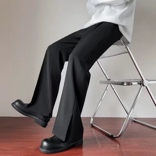 Модные тонкие штаны подходит для мужчин и женщин для отдыха, средняя посадка, эластичная талия, свободный прямой крой