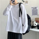 Solid color long-sleeved t-shirt boys trendy brand autumn Korean version loose all-match trend ins couple models bottoming shirt top clothes