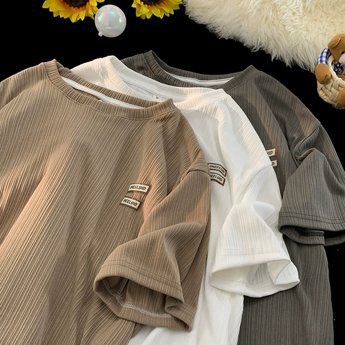 Дышащая шелковая летняя базовая футболка с коротким рукавом, свободный крой