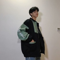 Gangfeng autumn ins Net red jacket students Mens Korean version of the Tide brand loose stitching casual jacket mens coat