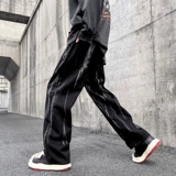 Ретро плетеные джинсы в стиле хип-хоп, штаны-клёш, на шнурках, свободный прямой крой