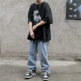 Футболка с коротким рукавом с круглым воротником, оверсайз