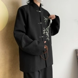 Куртка, наплечники, осенний самолет, с вышивкой, китайский стиль, изысканный стиль